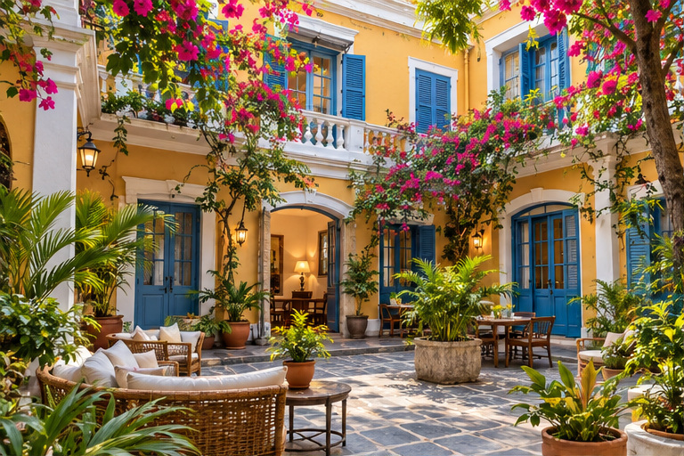 Colourful French Quarter courtyard
